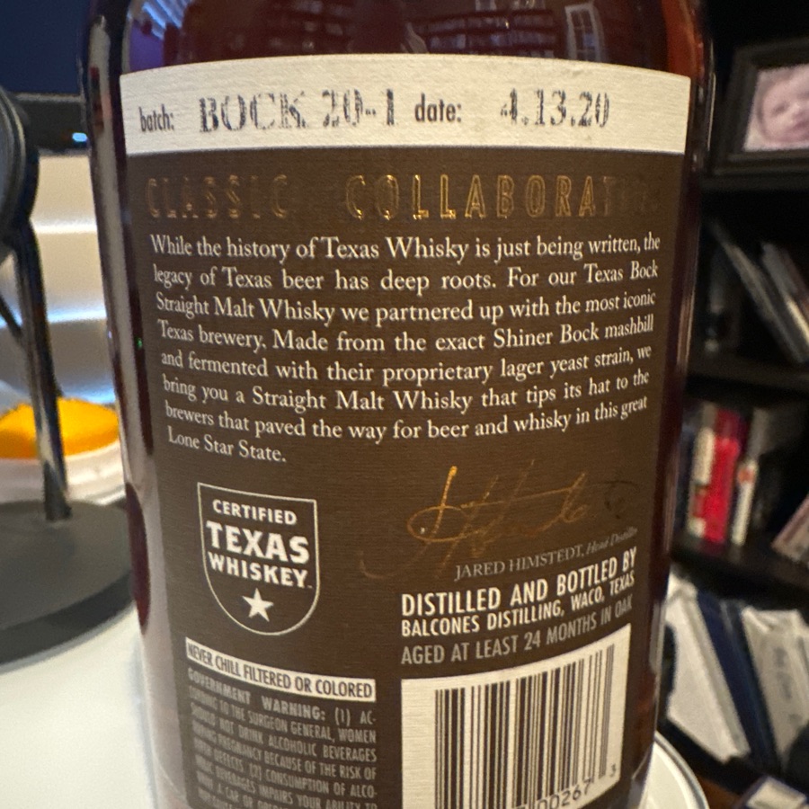 Balcones Texas Bock Batch 1 - BOCK20-1 a 4/13/20