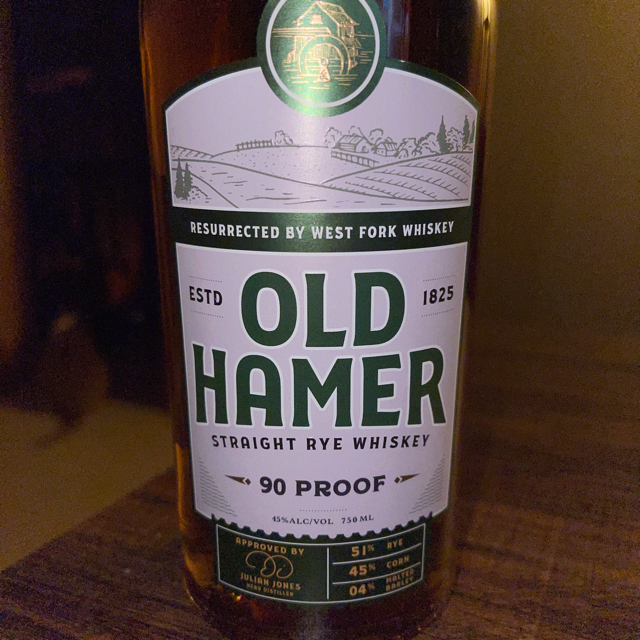 Old Hamer 90 Proof Straight Rye