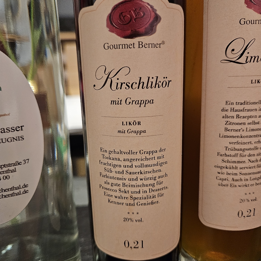 Gourmet Berner Kirschlikör mit Grappa