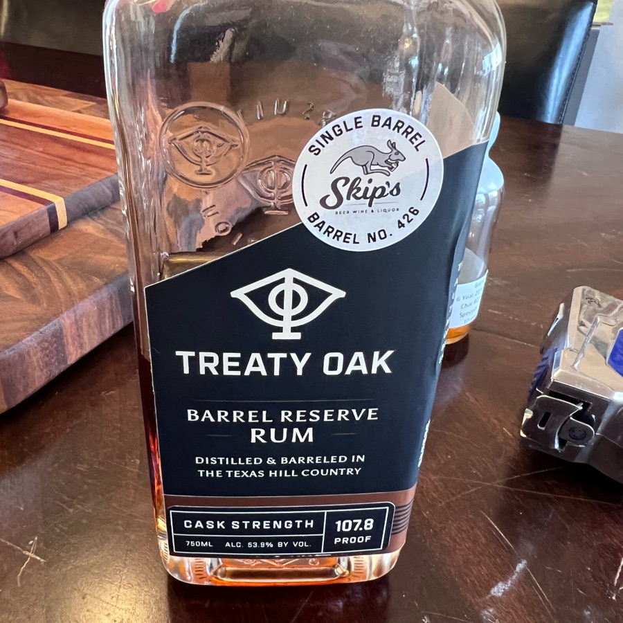 Treaty Oak Barrel Reserve Rum Cask Strength (Skip's Barrel No. 426)