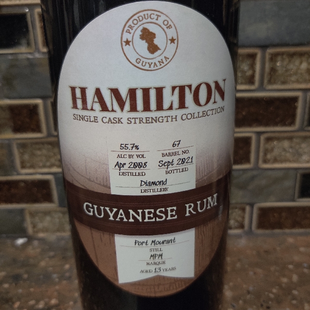 Diamond 13 Year Port Mourant (Hamilton Single Cask Cask Strength Collection) (Marque MPM) (Barrel No. 67)