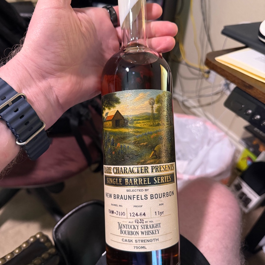 Rare Character Presents Single Barrel Series Selected By New Braunfels Bourbon Barrel No. BRW-3190 Kentucky Straight Bourbon Whiskey Cask Strength