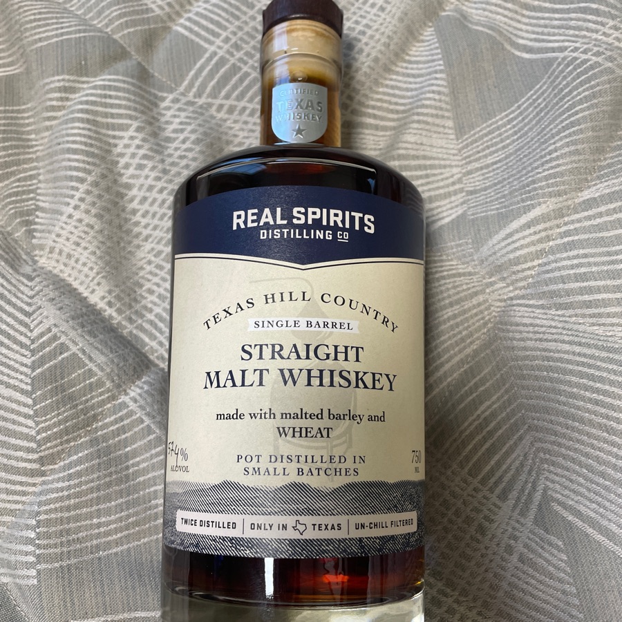 Real Spirits Texas Hill Country Single Barrel Straight Malt Whiskey Wheat