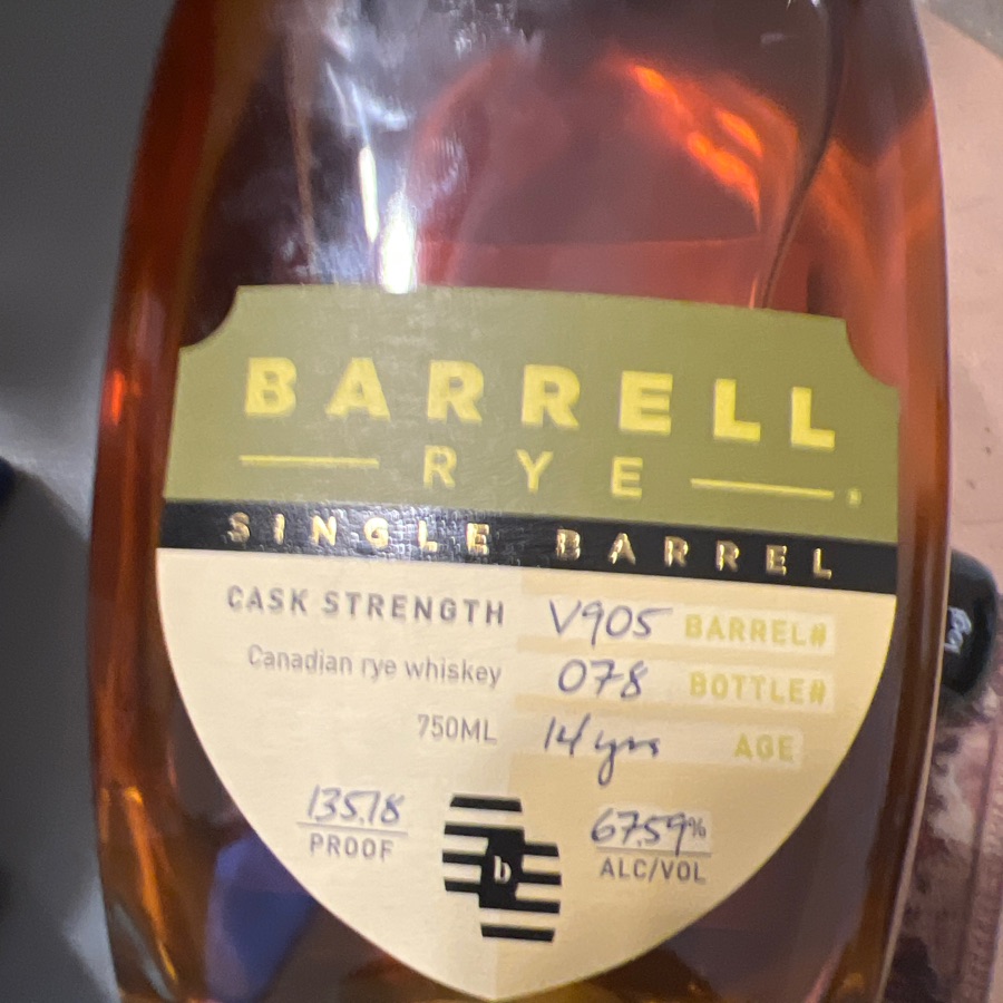Barrell Rye Single Barrel (V905) Cask Strength