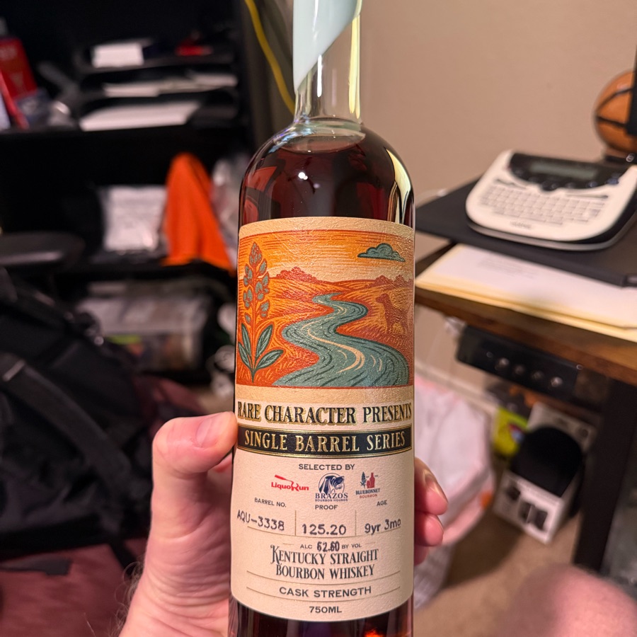 Rare Character Presents Single Barrel Series Selected By Liquorun,Brazos Bourbon Hounds,BlueBonnet Bourbon Barrel No. AQU-3338 Kentucky Straight Bourbon Whiskey Cask Strength