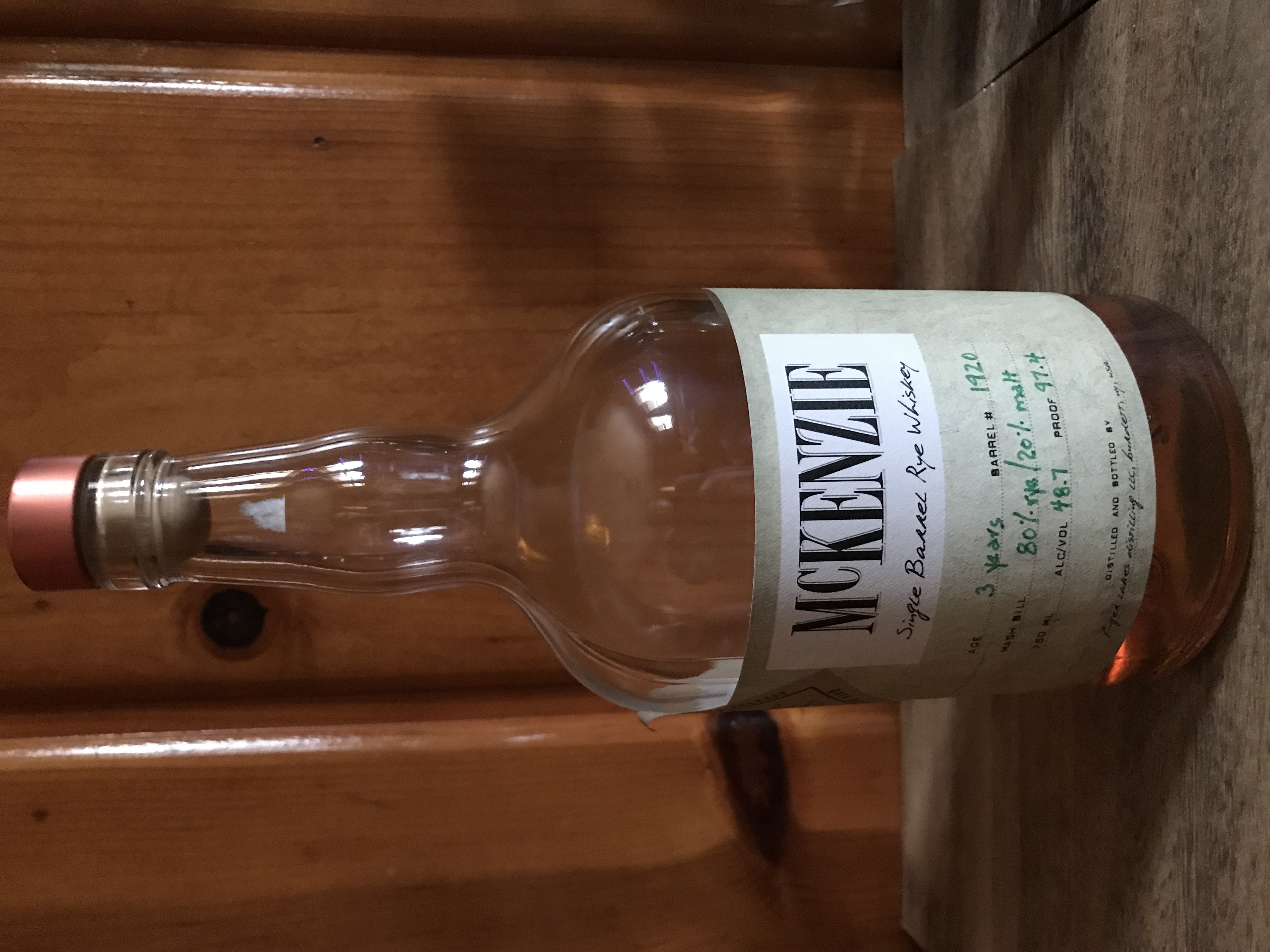 McKenzie single barrel rye whiskey
