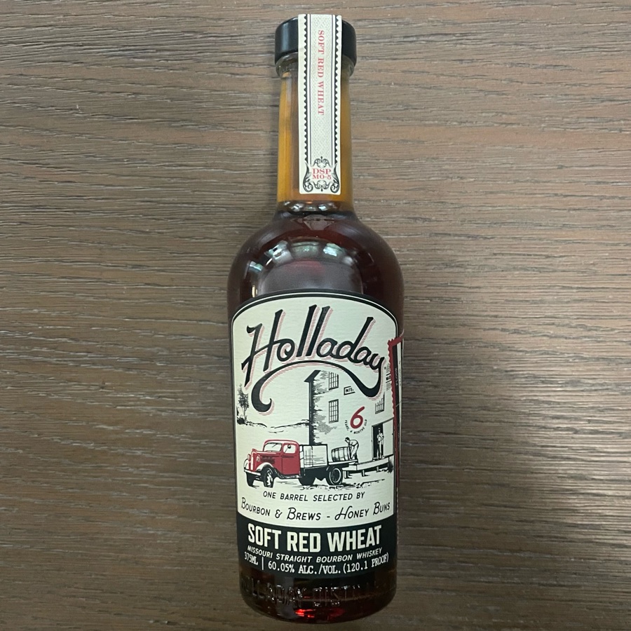 Holladay Soft Red Wheat Missouri Straight Bourbon Whiskey - Single Barrel - Selected by Bourbon and Brews Honey Buns (375ml)