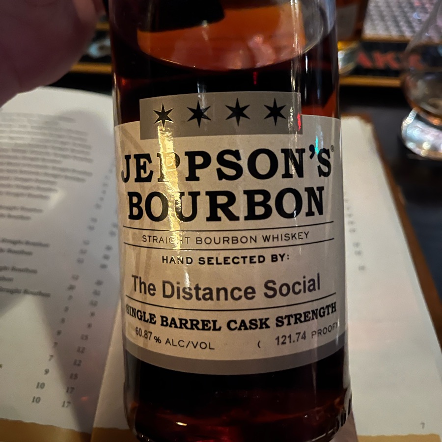 Jeppson's Straight Bourbon Whiskey Hand Selected By: The Distance Social Single Barrel Cask Strength