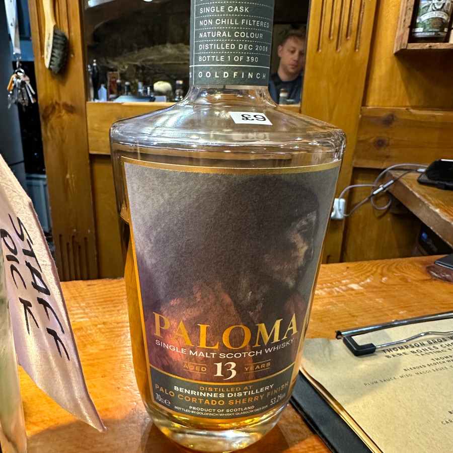 Benrinnes Paloma Single Malt Scotch Whisky Palo Cortado Sherry Finish