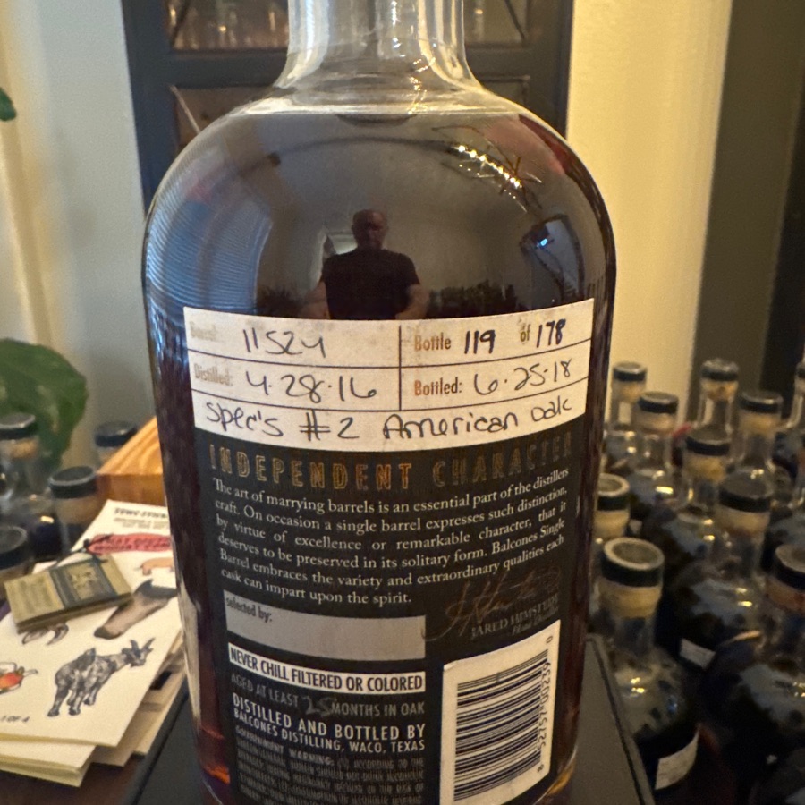 Balcones Texas Single Malt Single Barrel - Spec's - #11524 - bottle 119 of 178