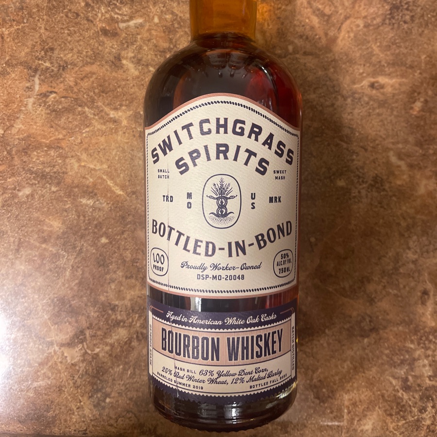 Switchgrass Spirits Bottled In Bond Bourbon Whiskey