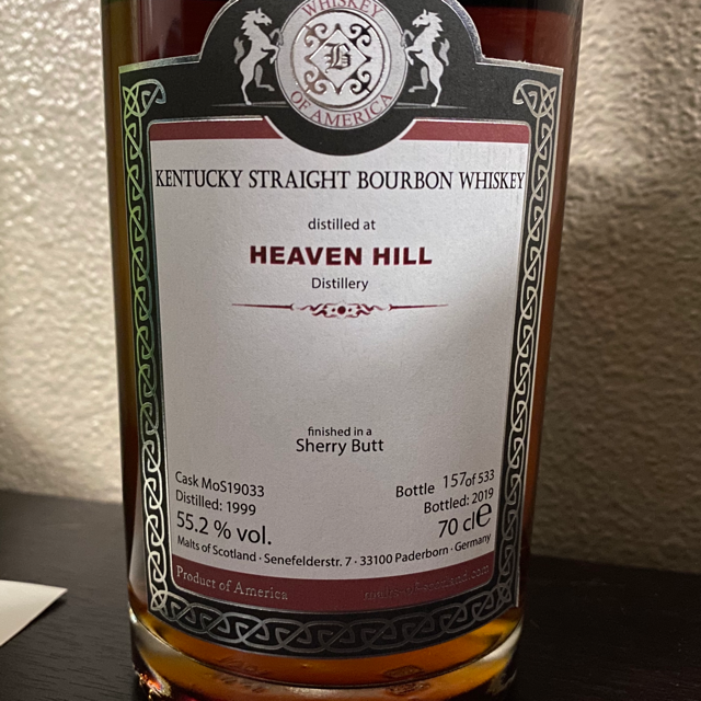 Malts of Scotland, Heaven Hill KY Straight Bourbon Finished in a Sherry Butt (20 Years)