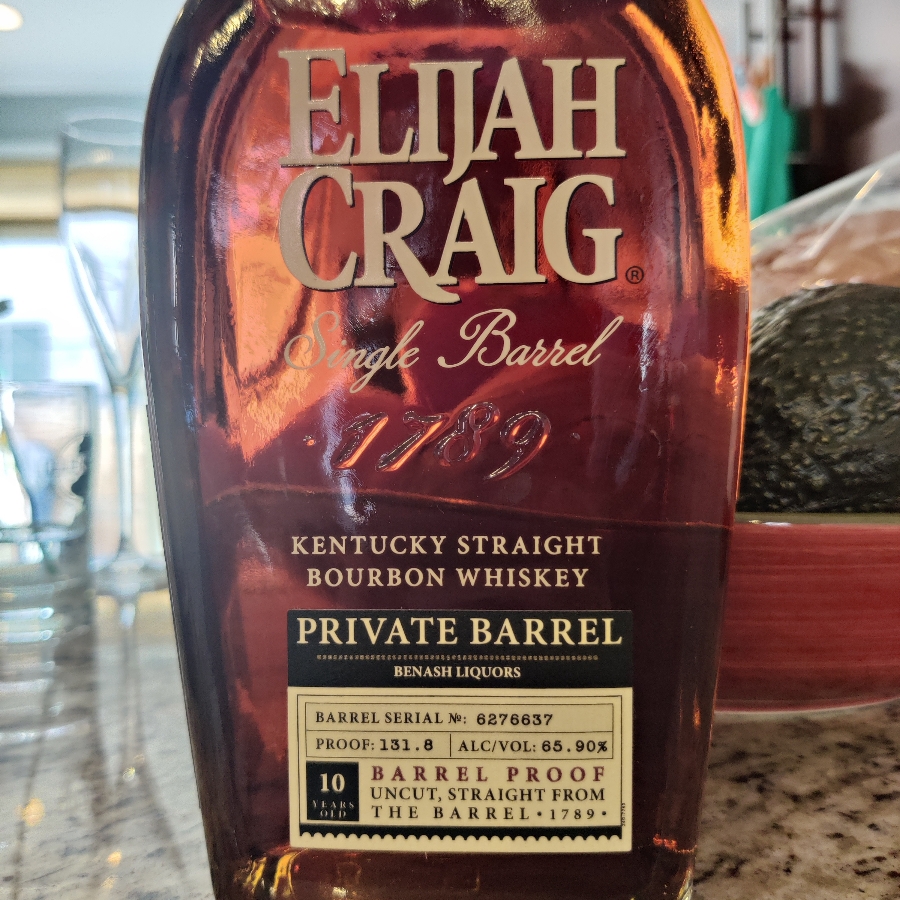 Elijah Craig 10 Year Single Barrell Private Barrell Benash Liquors