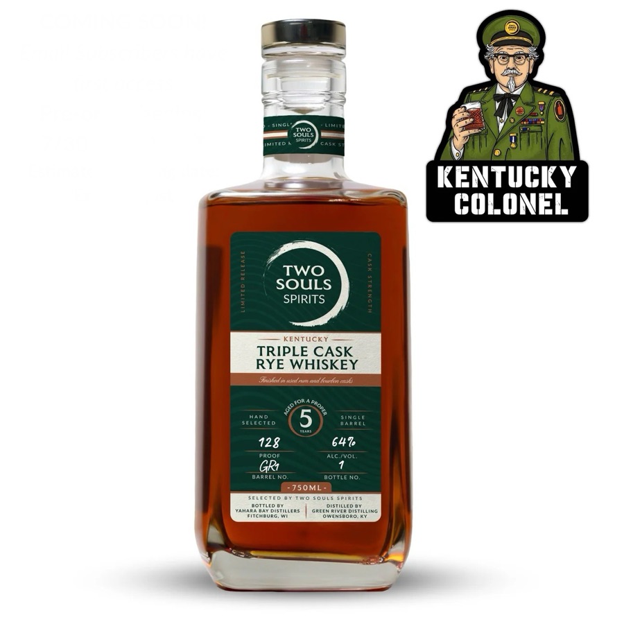 Two Souls Spirits "Kentucky Colonel," 5-Year Kentucky Triple Cask Rye Whiskey