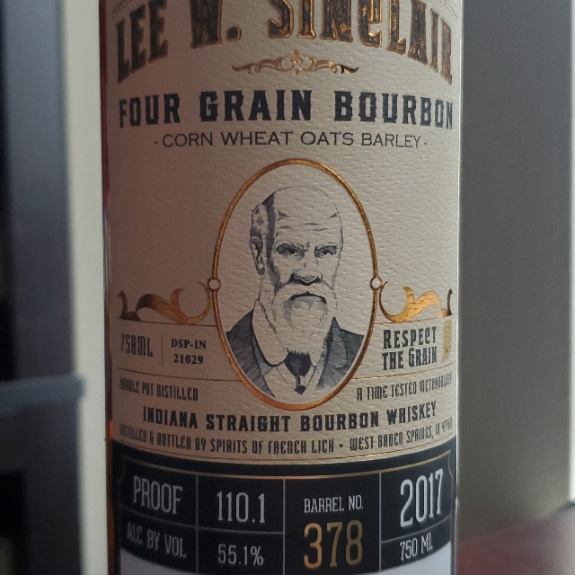 Spirits of French Lick Single Barrel Lee W. Sinclair 4 Grain