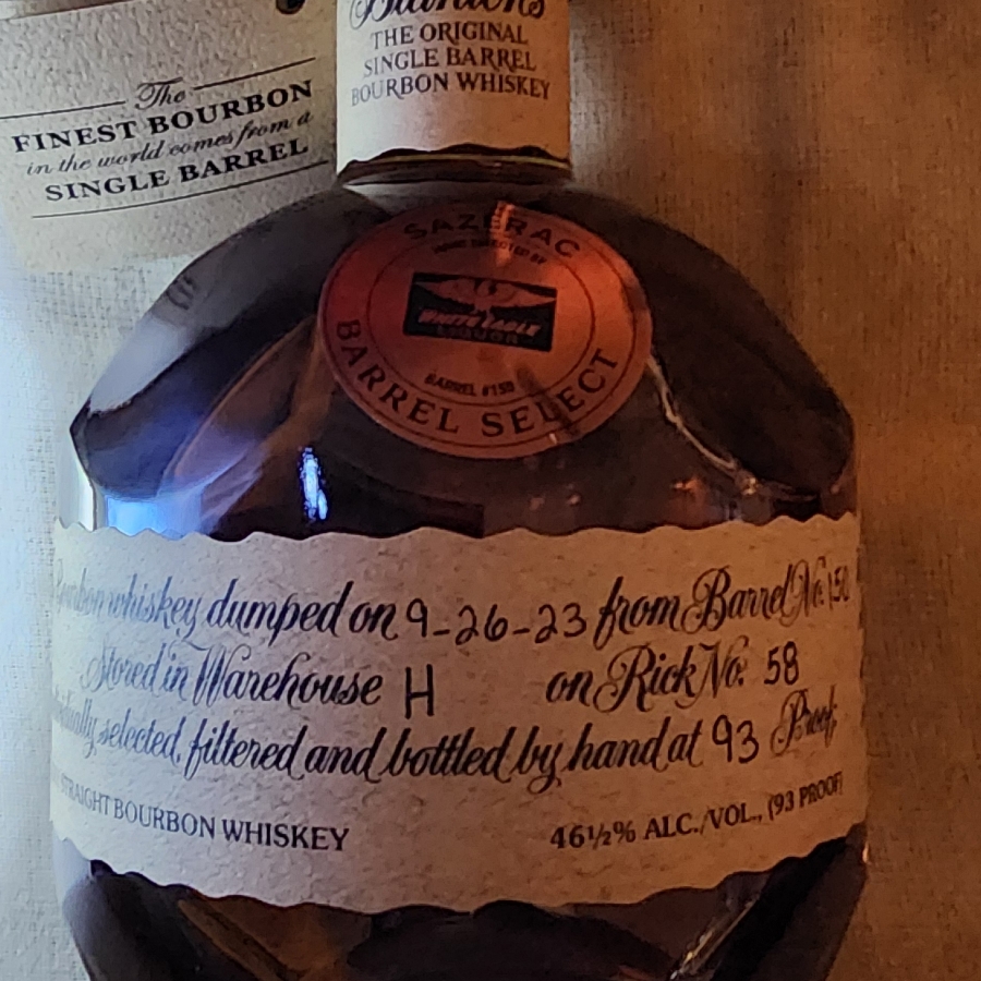 Blanton's Original Single Barrel Bourbon Whiskey, Sazerac Barrel Select,(White Eagle Liquor Bottle #150)