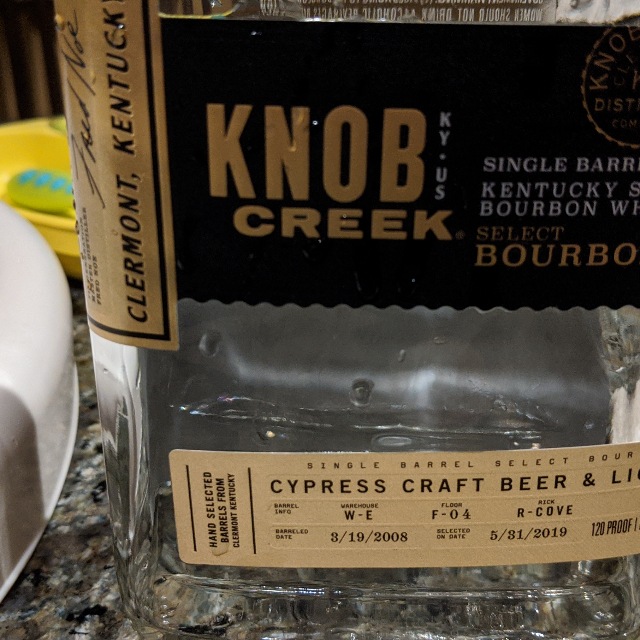 Knob Creek barrel select (cypress beer and wine)