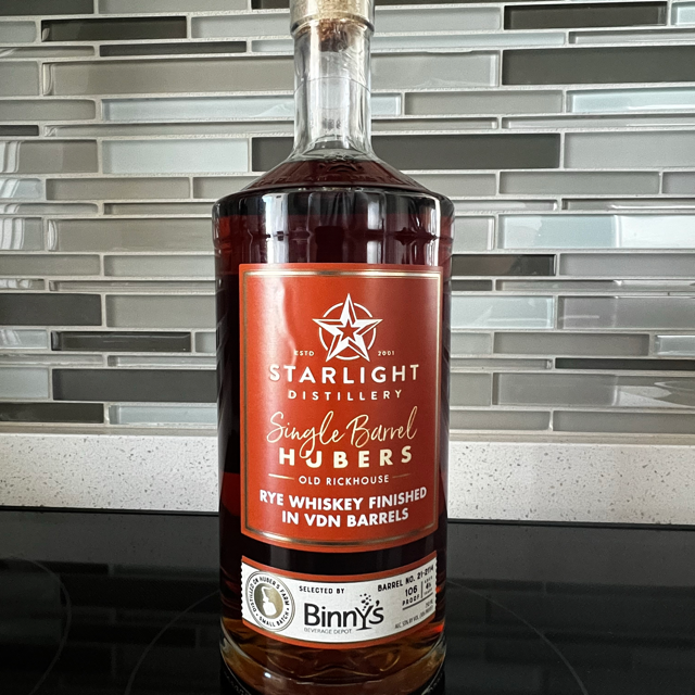 Starlight Single Barrel Huber's Old Rickhouse Rye Finished in VDN Barrels (Binny's Pick) 21-2114