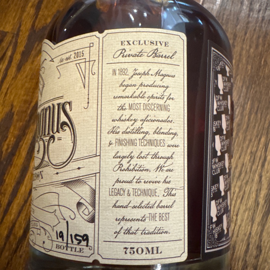 Joseph Magnus Straight Bourbon Whiskey - DFWWC pick