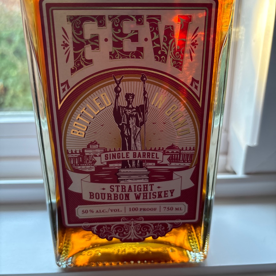 FEW straight bourbon whiskey bottled in bond single barrel