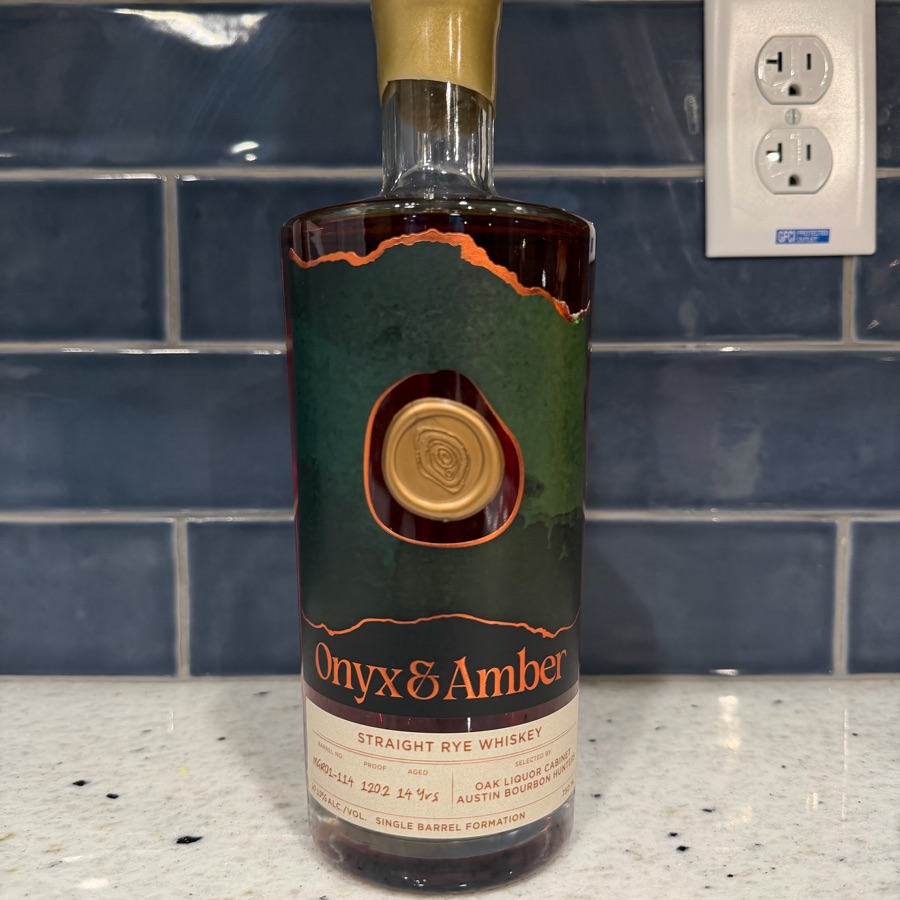 ONYX & AMBER Straight Rye Whiskey Single Barrel