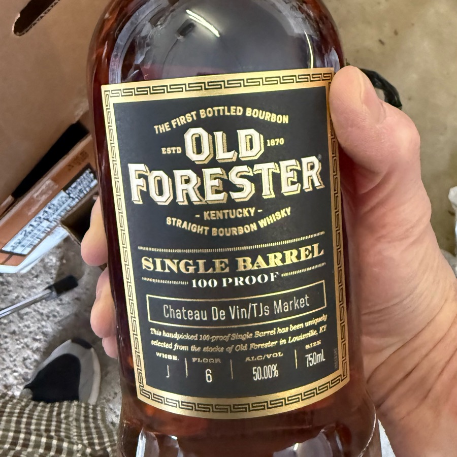 Old Forester Single Barrel 100 Proof Store Pick from WH J Floor 6 - Chateau De Vin/TJs Market