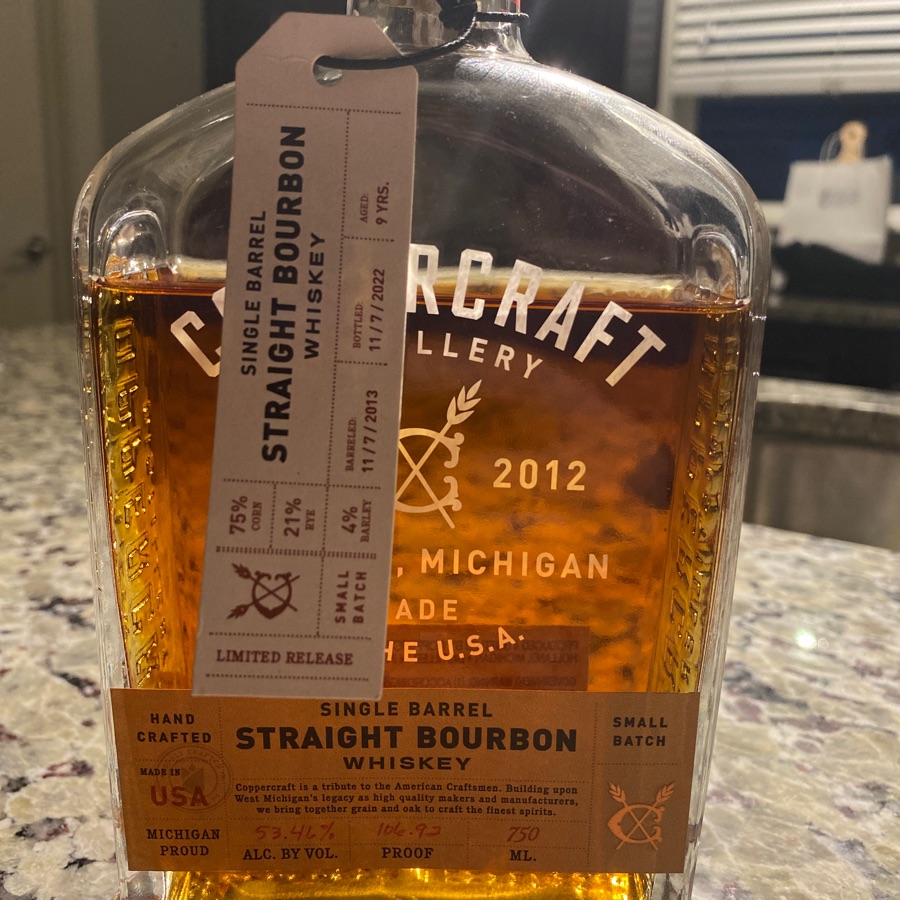Coppercraft Single Barrell Straight Bourbon
