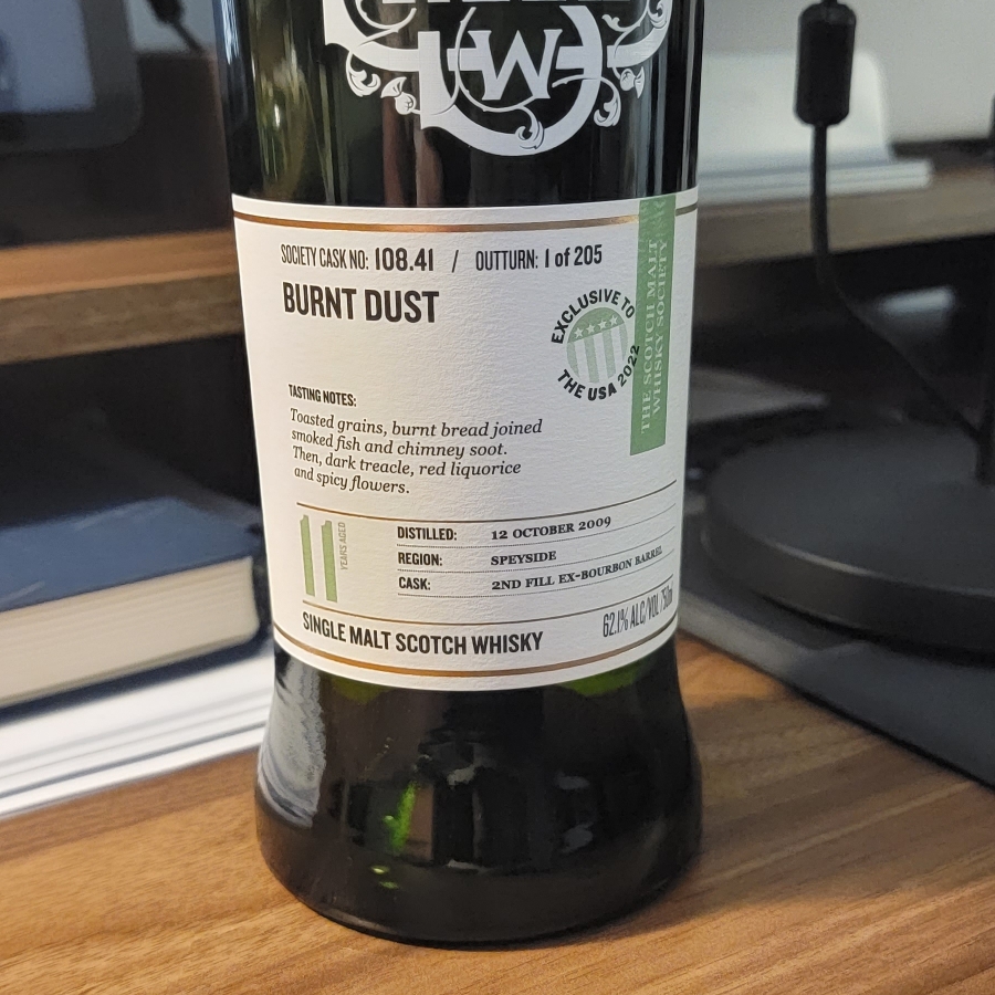 SMWS cask 108.41 Burnt Dust