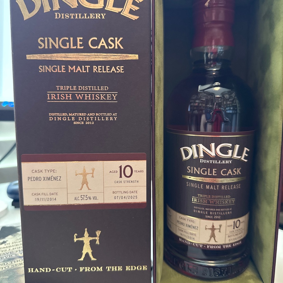 Dingle single cask Phil date November 19, 2014, bottle date April 7, 2025.