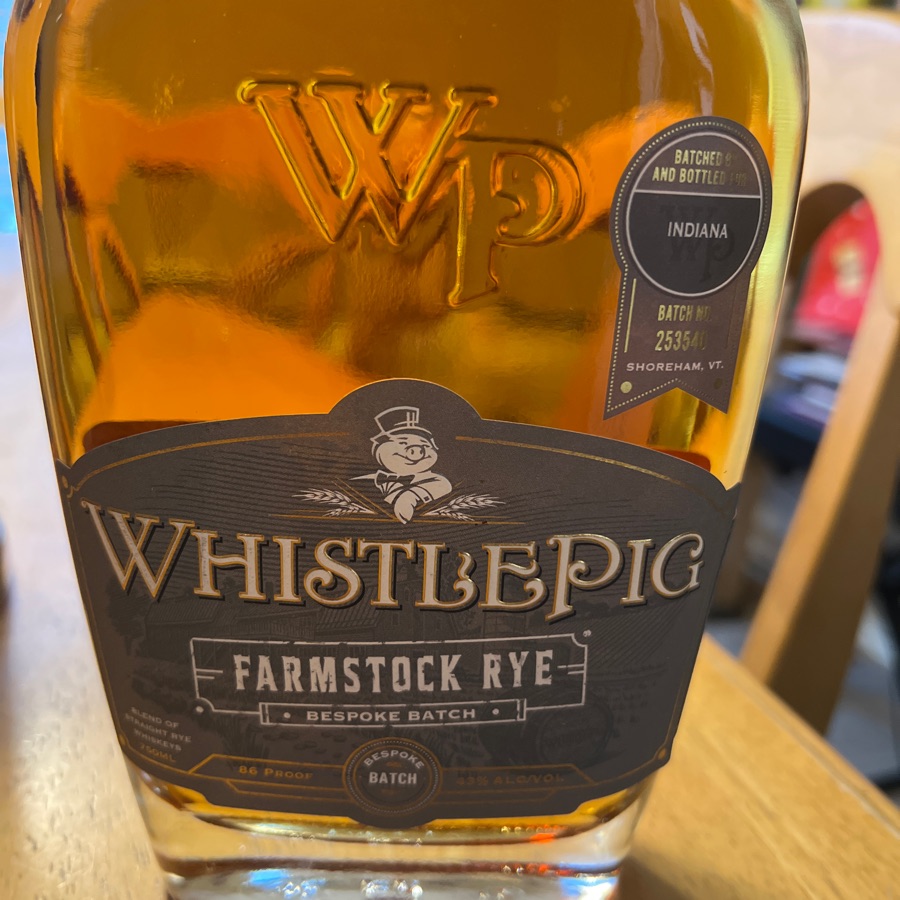 WhistlePig Farmstock Rye Bespoke Batch (Indiana Batch No. 253540)