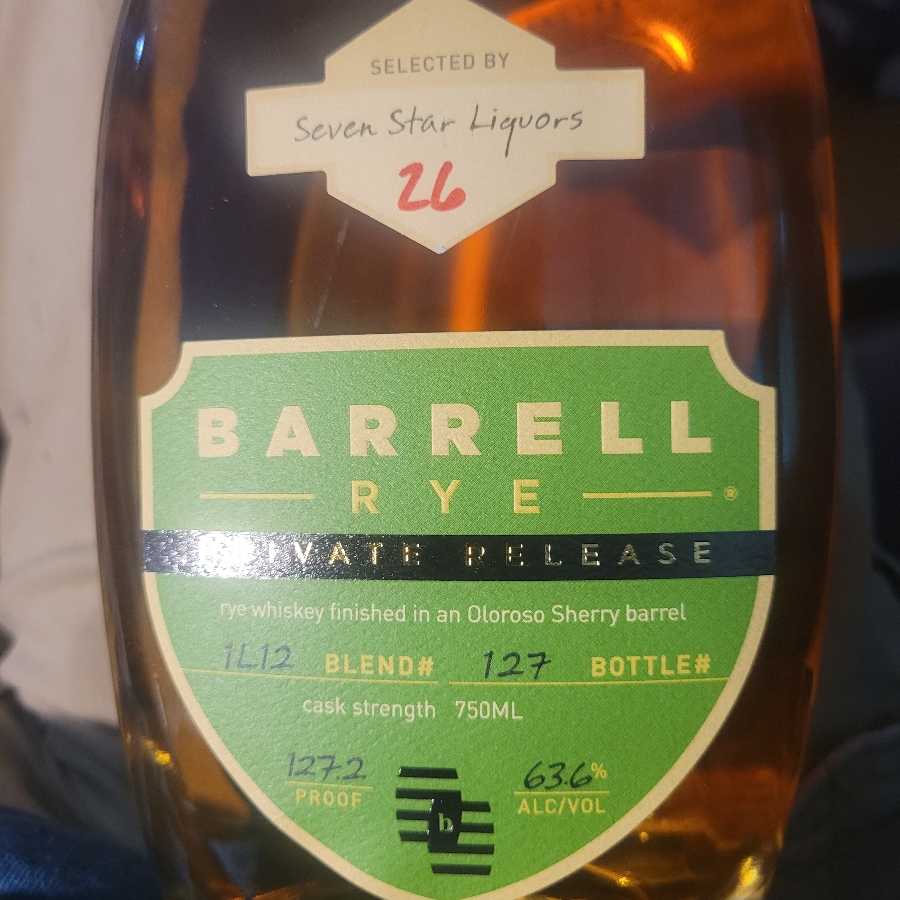 Barrell Rye Private Release 1L12 finished in Oloroso Sherry Barrel (Seven Stars Liquors)