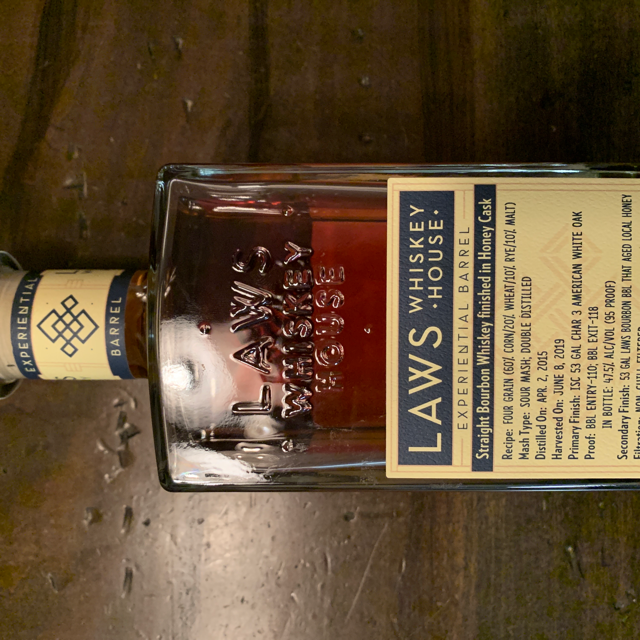 Laws Straight Bourbon Finished in Honey Cask (Experimental Barrel)