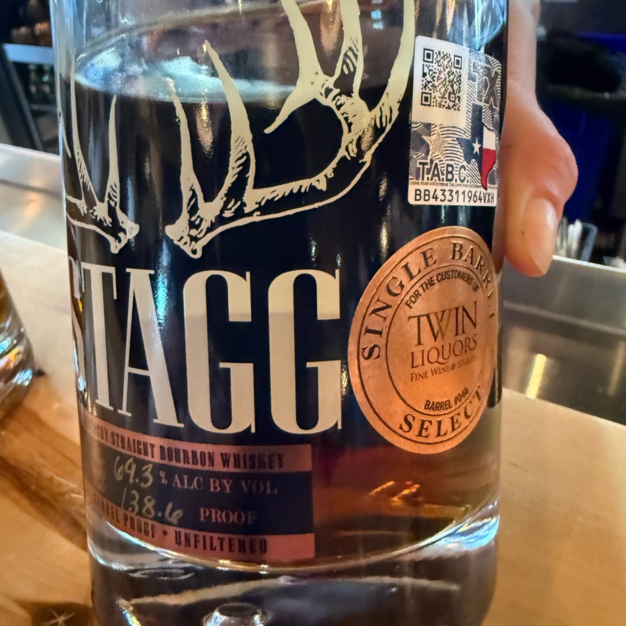 Stagg Jr Kentucky Straight Bourbon Whiskey Barrel Proof Unfiltered (Single Barrel Select For The Customers of Twin Liquors Fine Wine & Spirits Barrel #046)