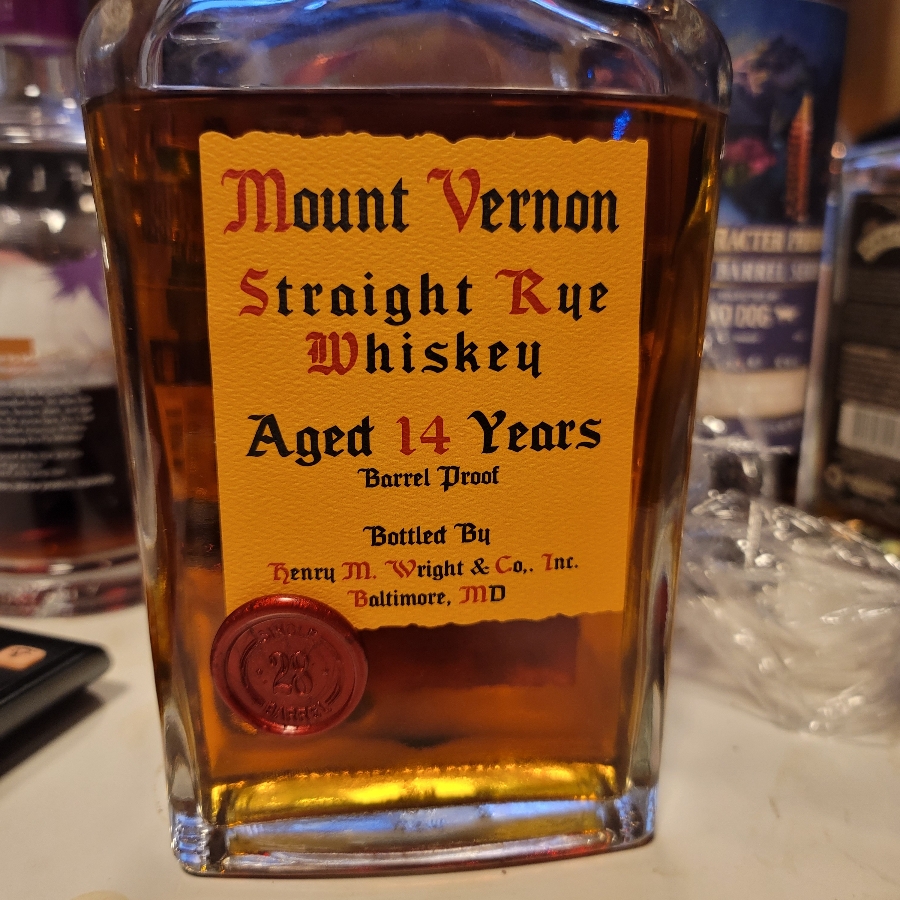 Mount Vernon Straight Rye Whiskey 14 Year Barrel Proof