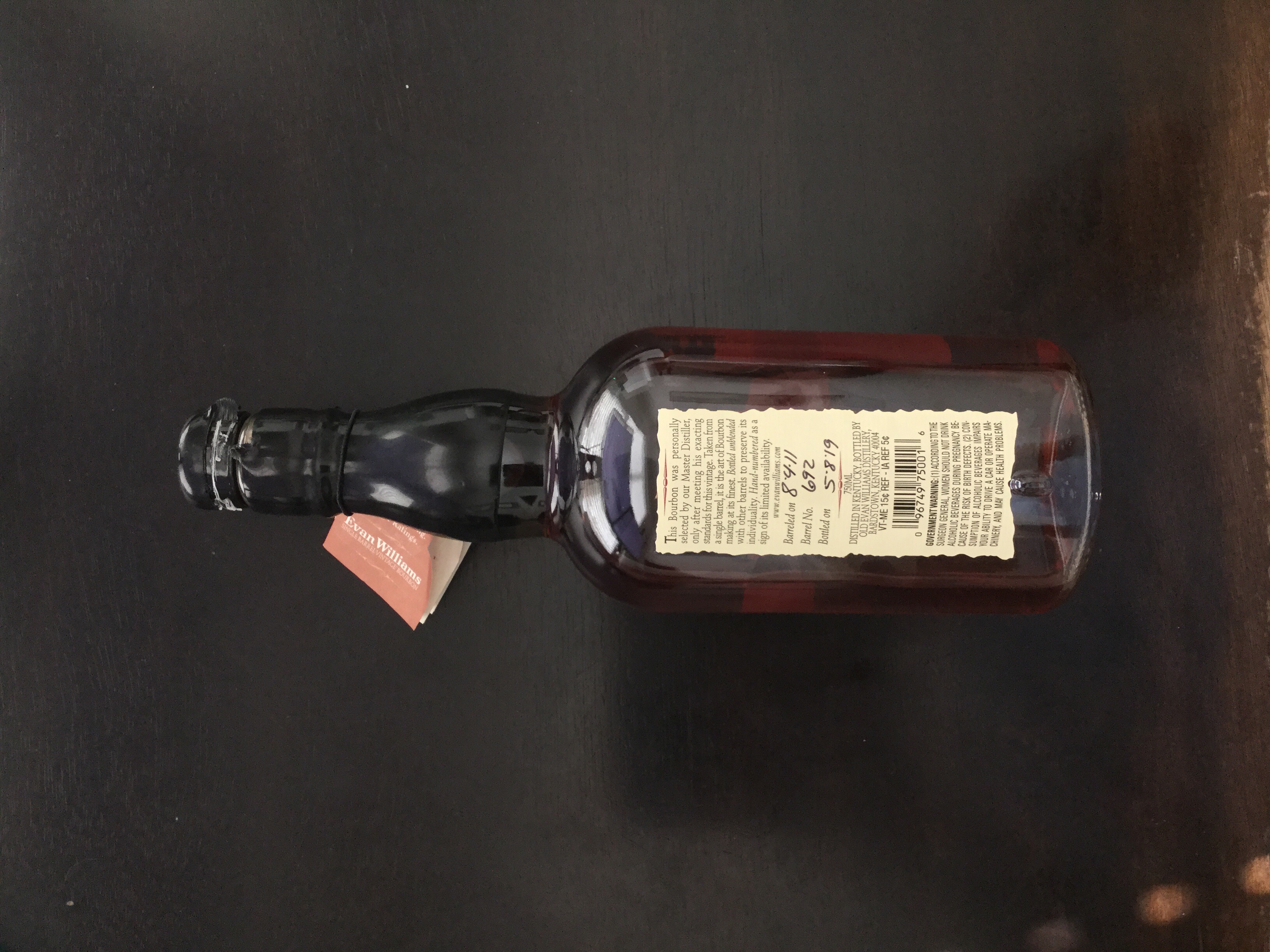 Evan Williams Single Barrel Vintage 2011 Barrel #692