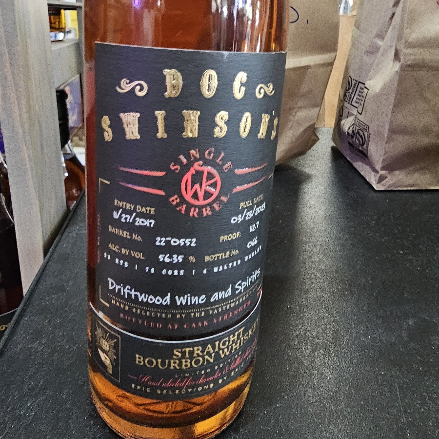 Doc Swinson Straight Bourbon Whiskey Driftwood  Wine and Spirits