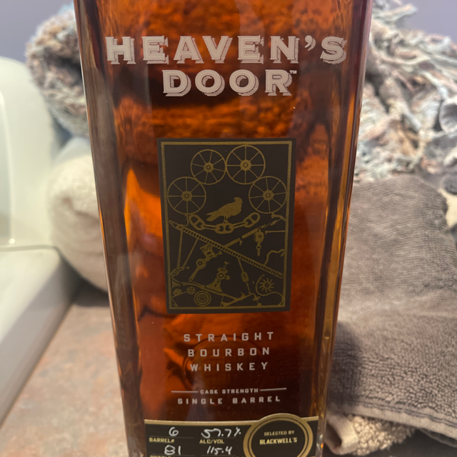 Heavens Door Straight Bourbon Whiskey Cask Strength Single Barrel Blackwells Selection