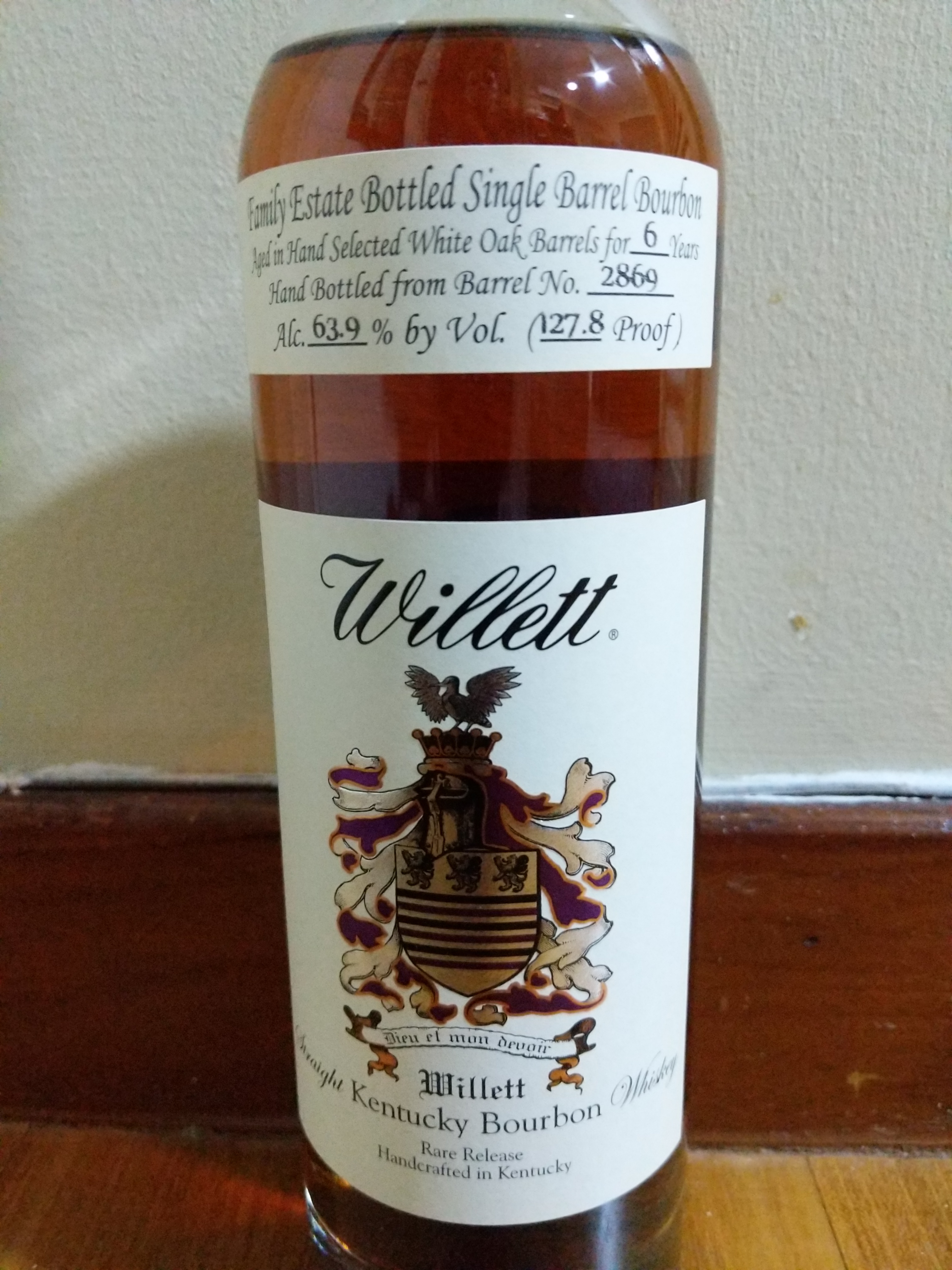 Willett Family Estate Single Barrel Bourbon 6 Year Barrel 2869