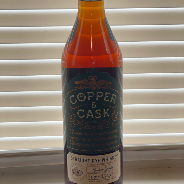 Copper & Cask Straight Rye Whiskey Single Barrel (Yankee Spirits)