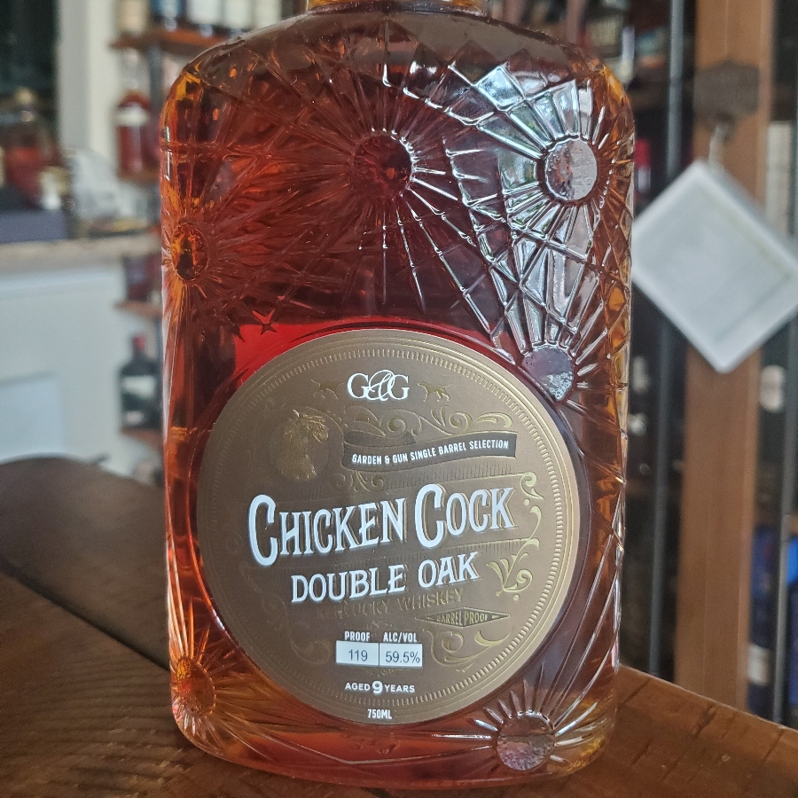 Chicken Cock 9 Year Double Oak Whiskey 119 proof - Garden & Gun Single Barrel Selection
