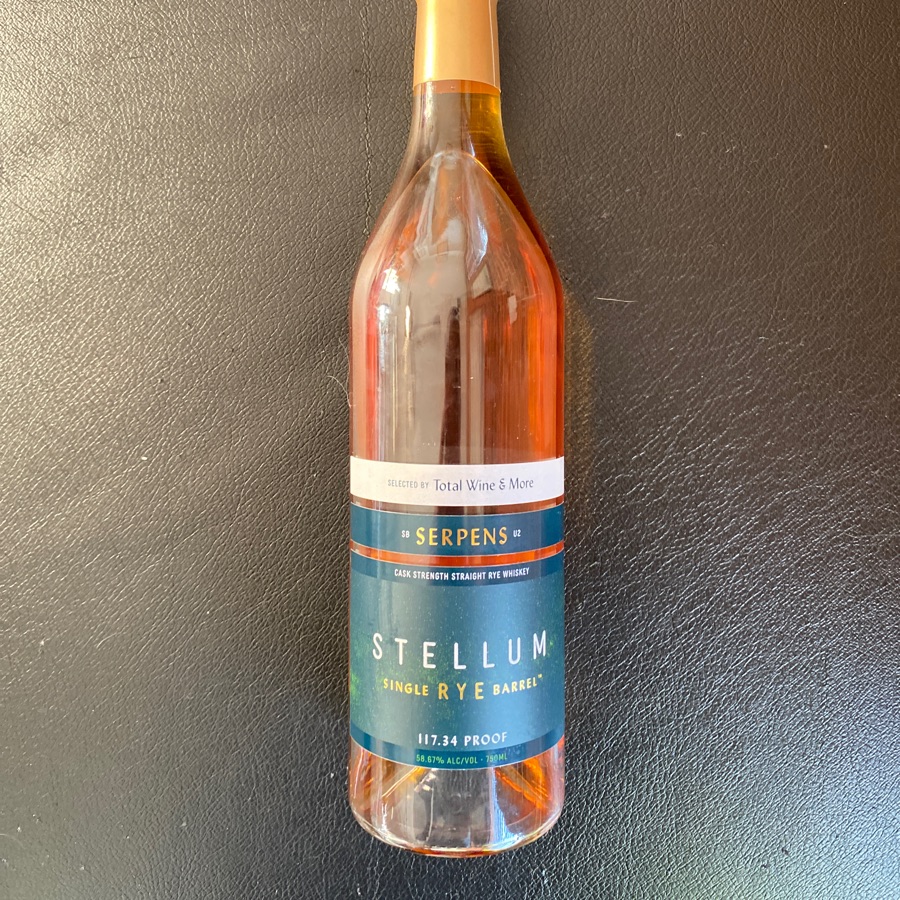 stellum serpens cask strength straight rye whiskey