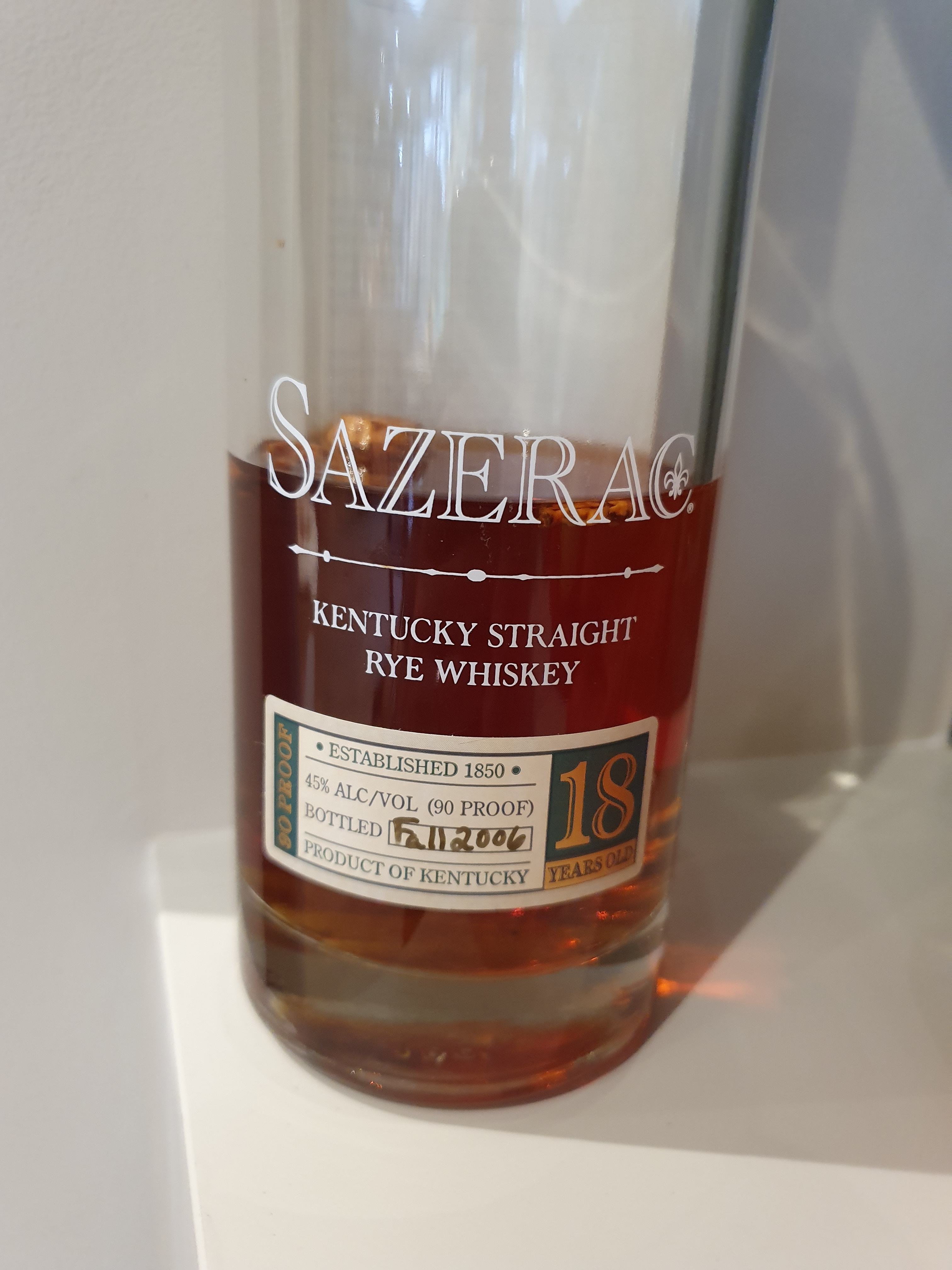 Sazerac Kentucky Straight Rye 18 (Fall 2006)