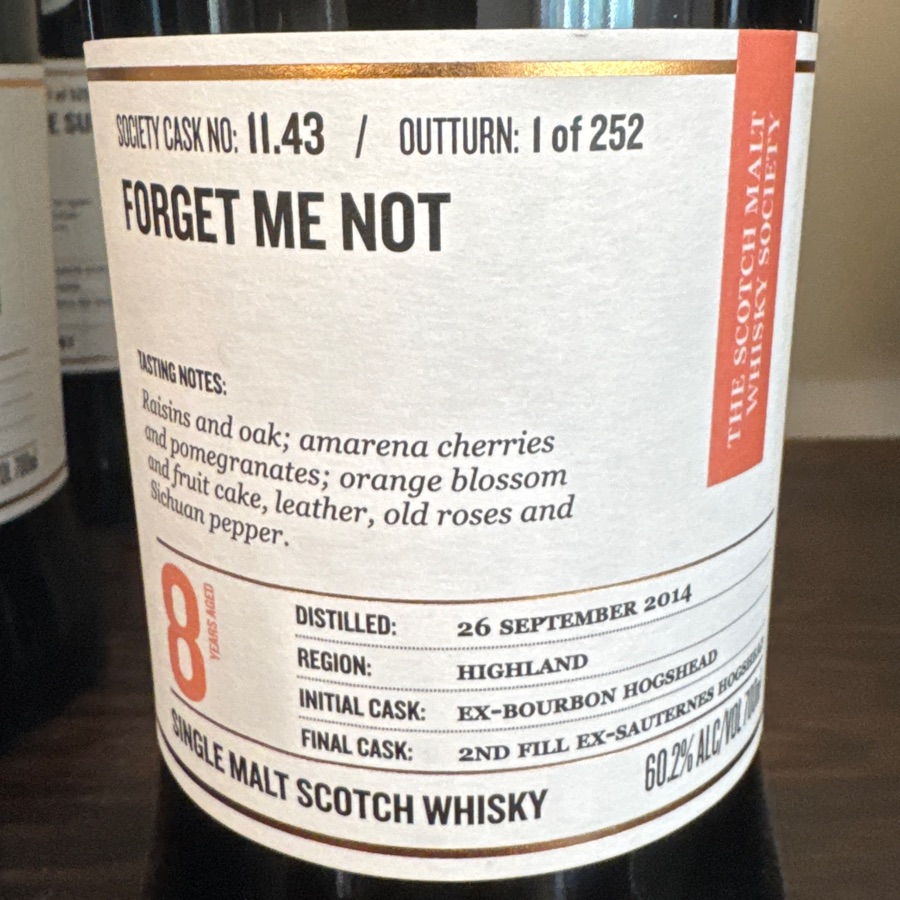 SMWS 11.43 Forget Me Not (Tomatin)