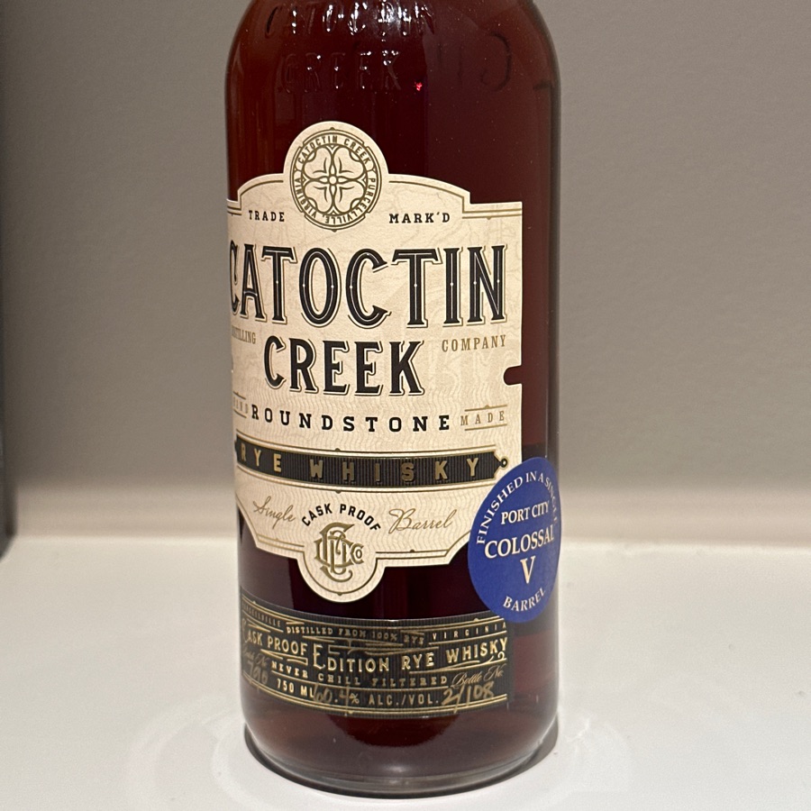 Catoctin Creek Cask Proof Rye aged in Colossal V Barrel
