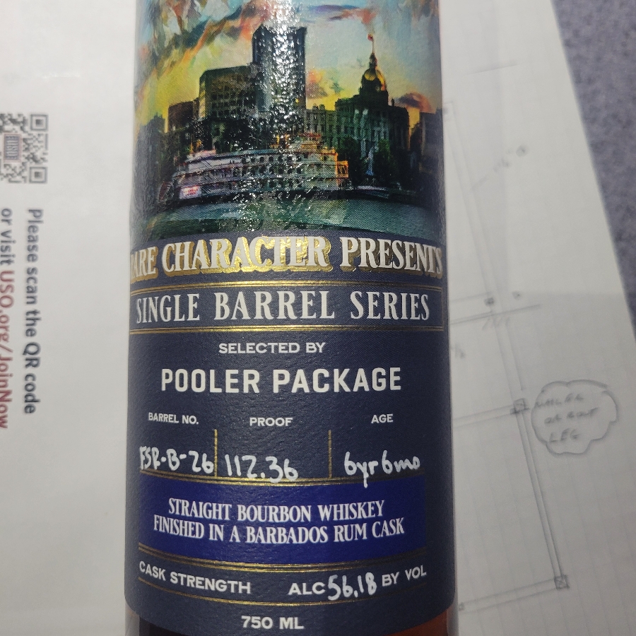 Rare Character Presents Single Barrel Series finished in Barbados Rum Cask selected by Pooler Packer, Georgia