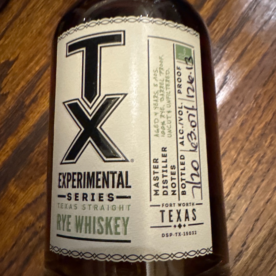 TX Experimental Series Texas Straight Rye Whiskey