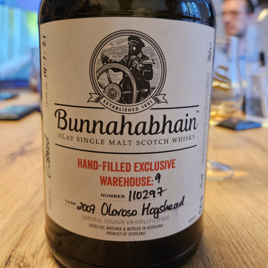 Bunnahabhain Hand-Filled Exclusive Warehouse:9, Number 110297, 2007, Oloroso Hogshead