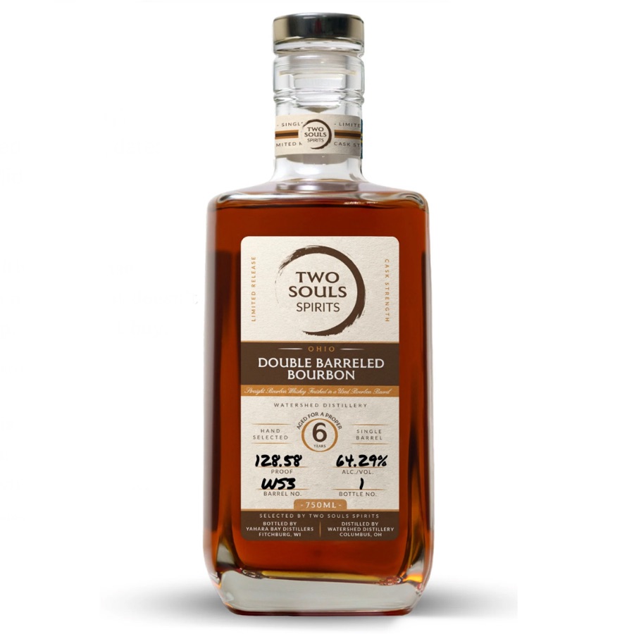 Two Souls Spirits, 6-Year Ohio Double Barreled Bourbon Whiskey Featuring Watershed Distillery