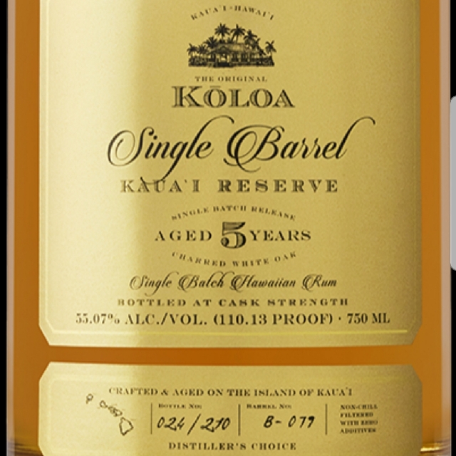 Kōloa Single Barrel Kaua'i Reserve 5 Year