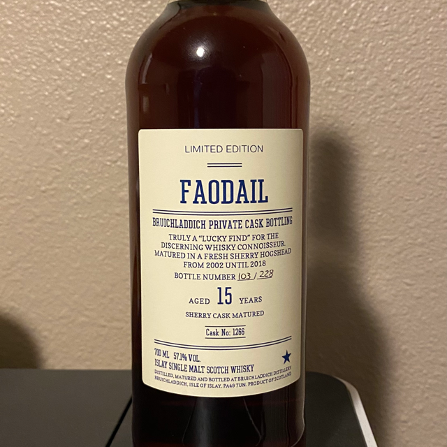 Faodail Bruichladdich Private Cask, Aged 15 Years